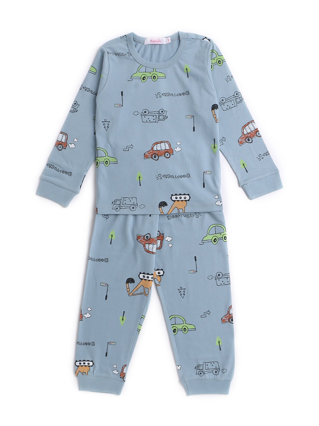 

Hopscotch Boys Blue & Green Printed T-Shirt with Pyjamas