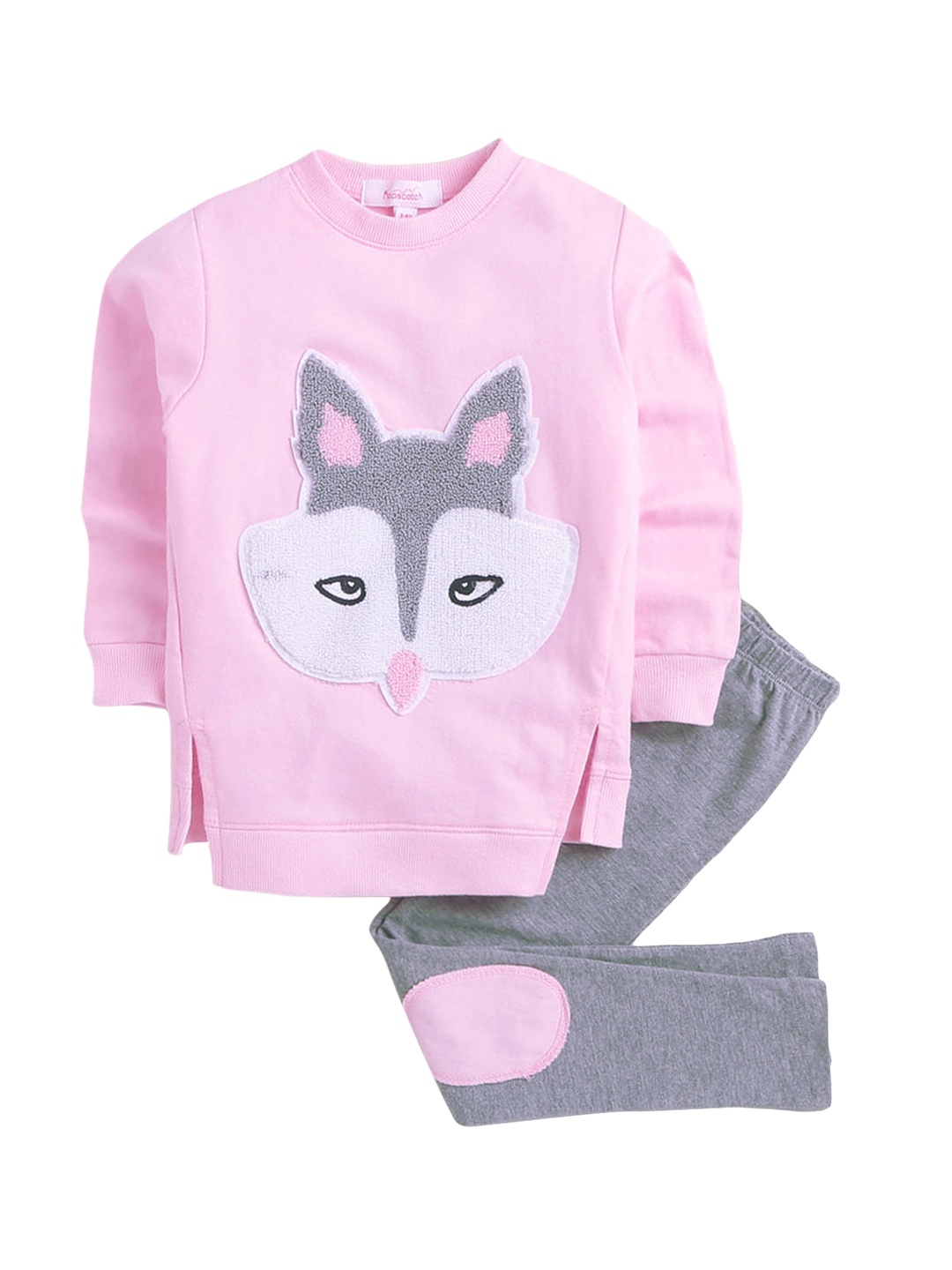 

Hopscotch Girls Pink & Grey Printed Top with Leggings