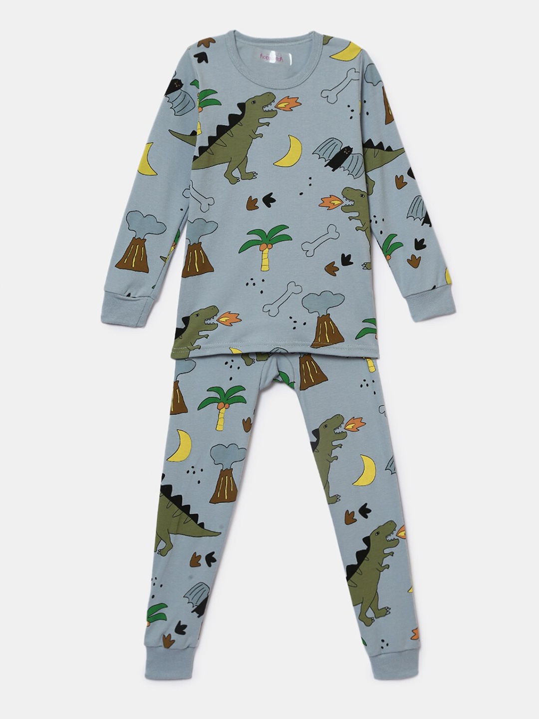 

Hopscotch Kids Blue & Green Animal Printed Top with Pyjamas