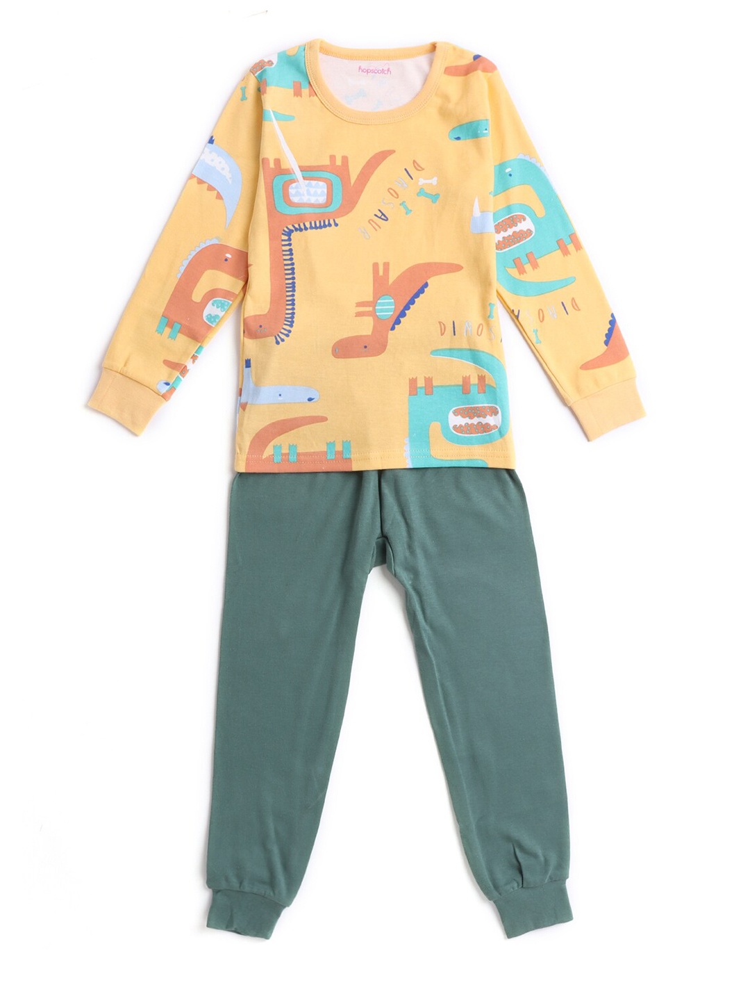 

Hopscotch Boys Yellow & Teal Printed T-shirt with Pyjamas