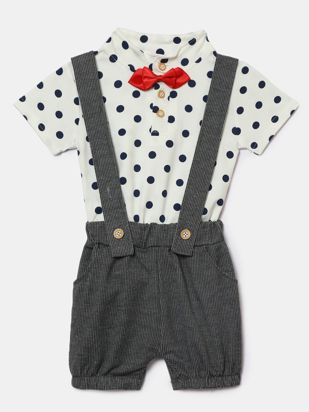 

Hopscotch Boys Grey & White Printed T-shirt with Shorts