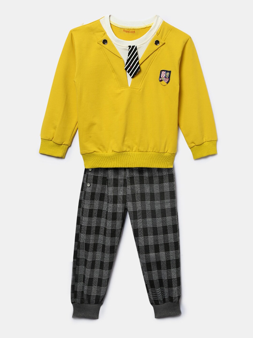 

Hopscotch Boys Yellow & Black Checked T-shirt with Trousers