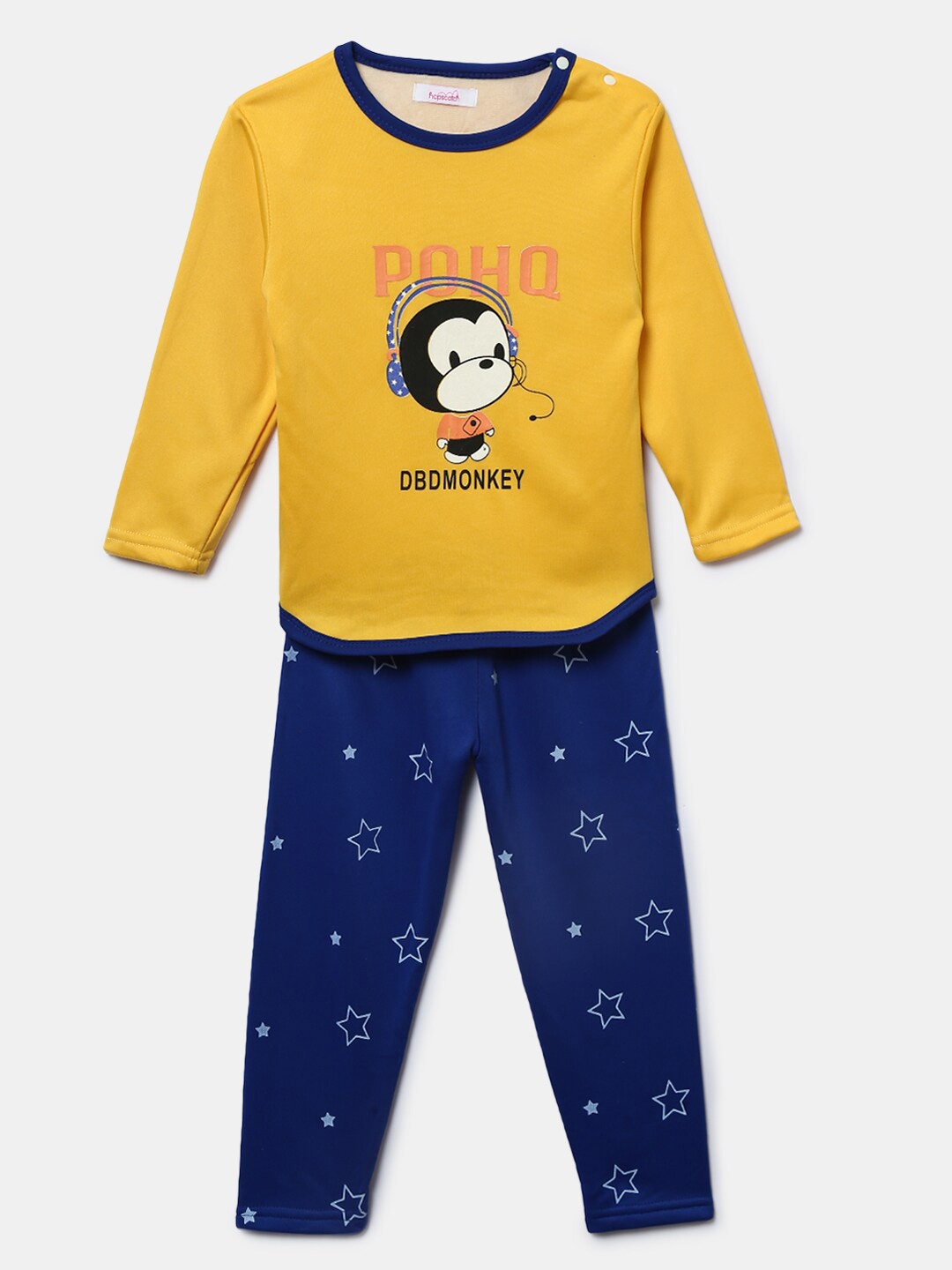 

Hopscotch Boys Yellow & Blue Printed Top with Pyjamas