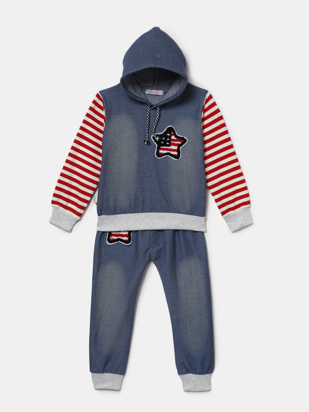 

Hopscotch Boys Red & Blue Organic Cotton Sweatshirt with Jeans Set