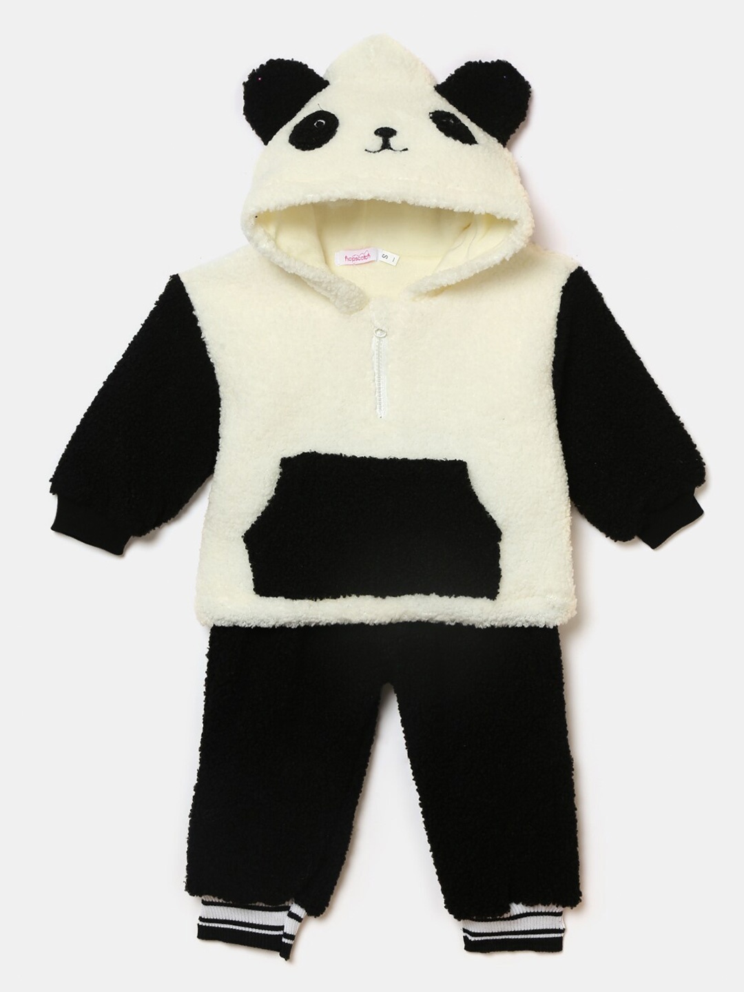 

Hopscotch Boys Off White & Black Colourblocked T-shirt with Trousers