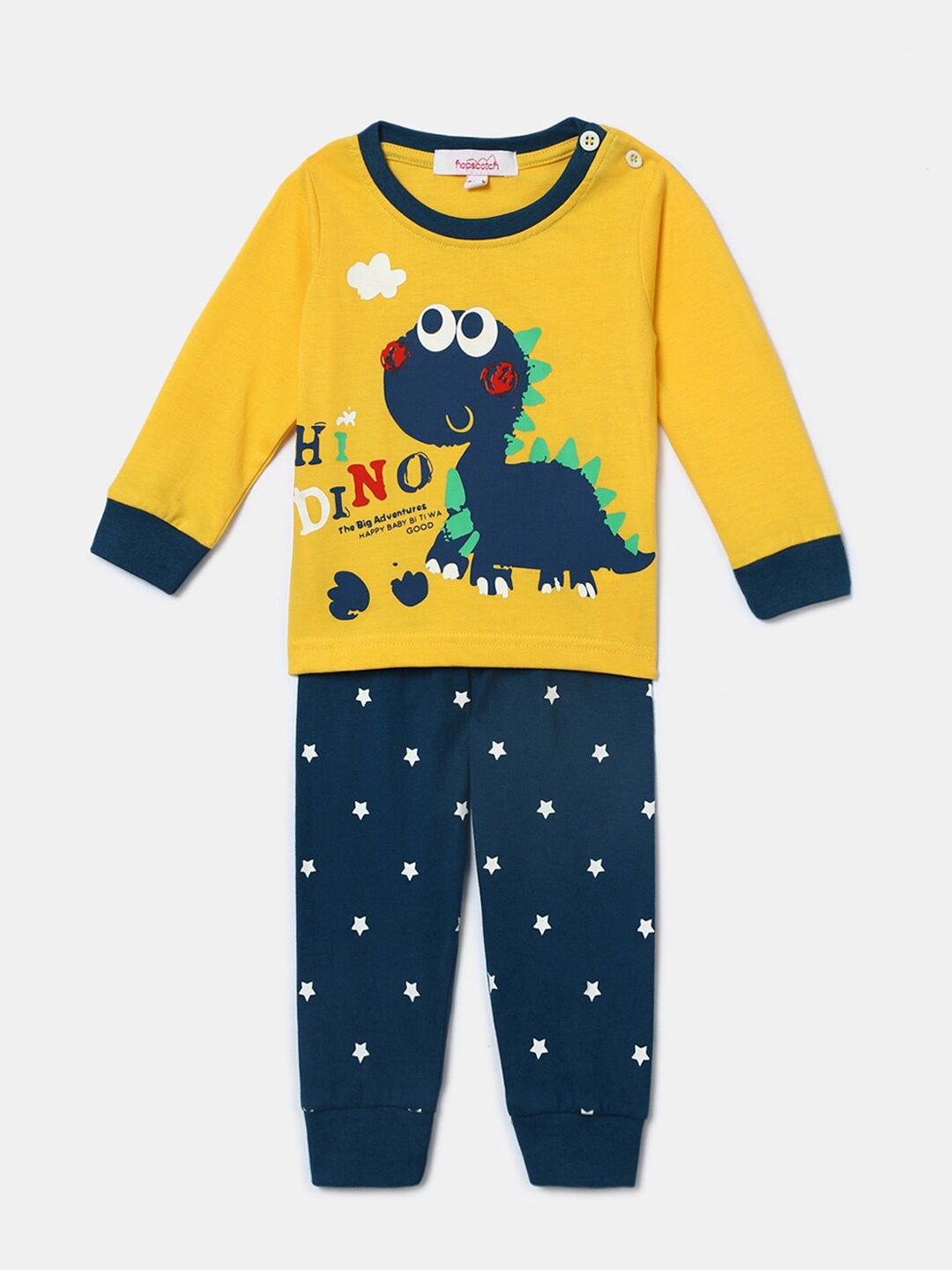 

Hopscotch Boys Yellow & Navy Blue Printed Top with Pyjamas