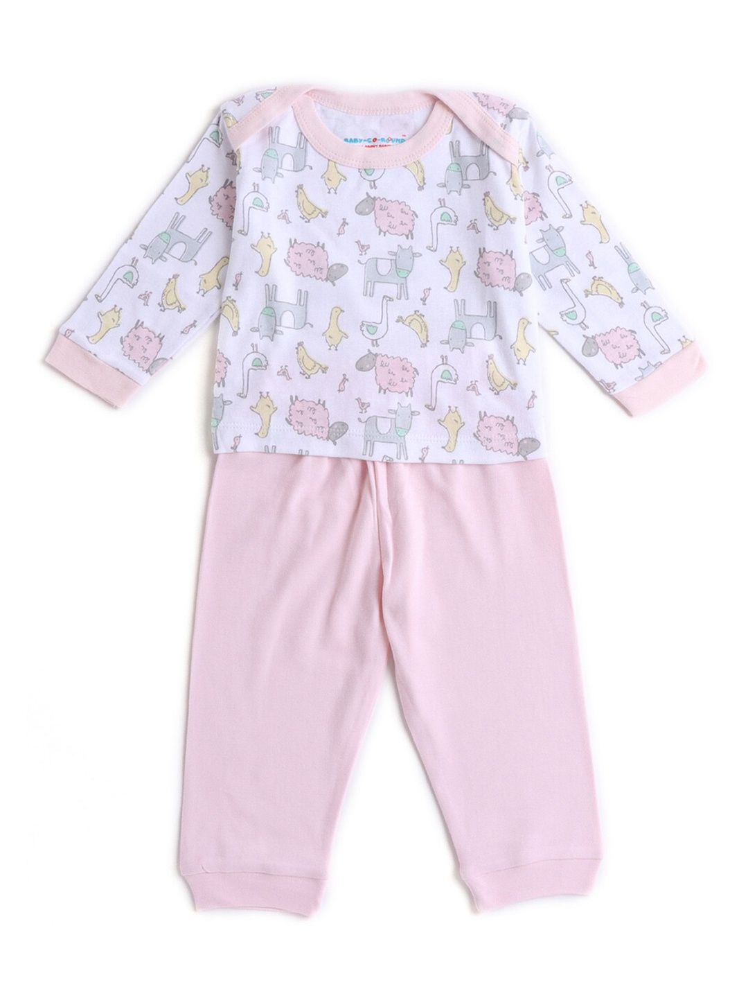 

Hopscotch Girls White & Pink Printed Top with Jogger Trousers