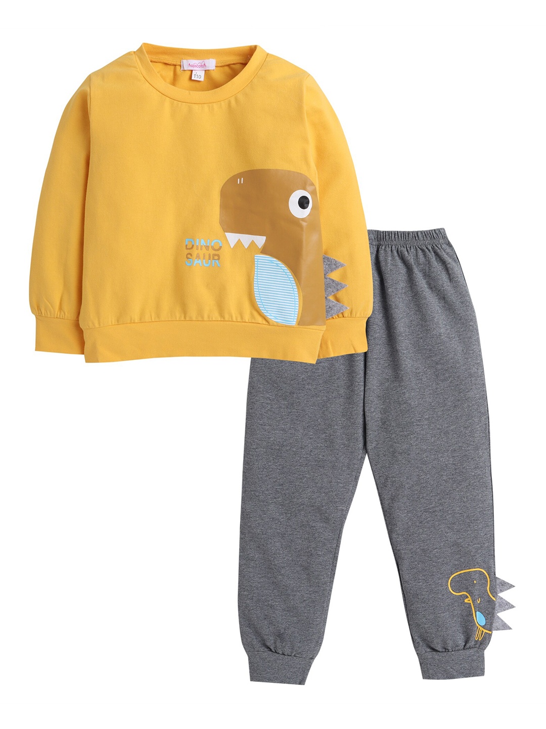 

Hopscotch Boys Yellow & Blue Animal Printed T-shirt with Trousers