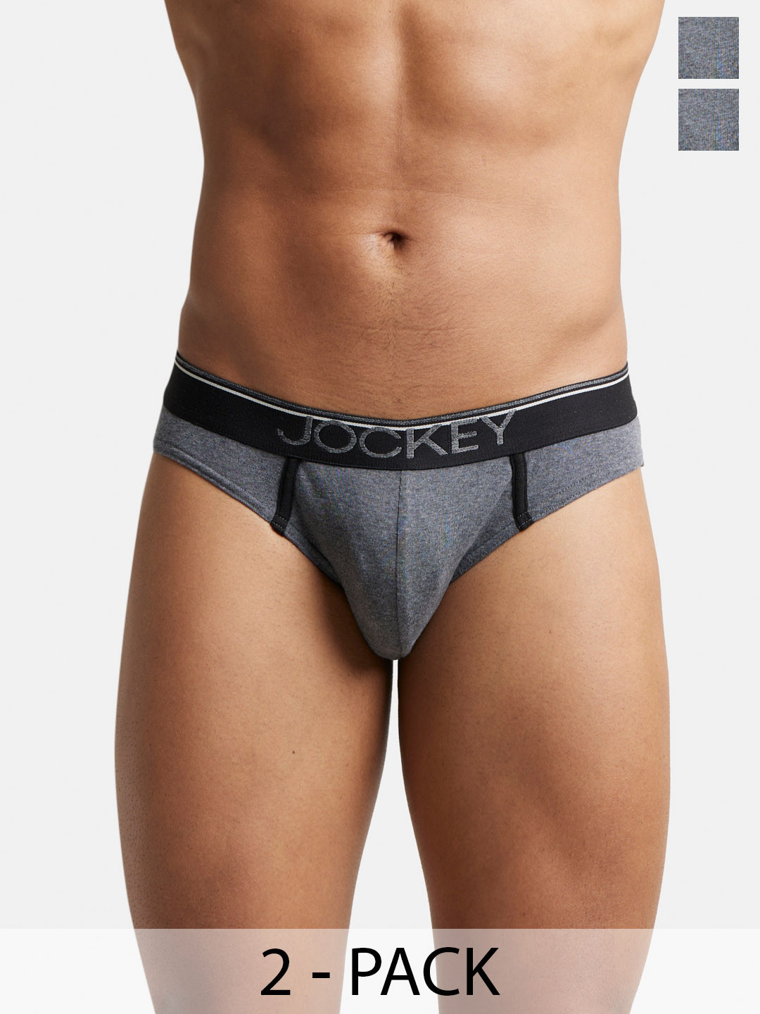 

Pack Of 2 Super Combed Cotton Rib Solid Brief with Ultrasoft Waistband-8044, Grey