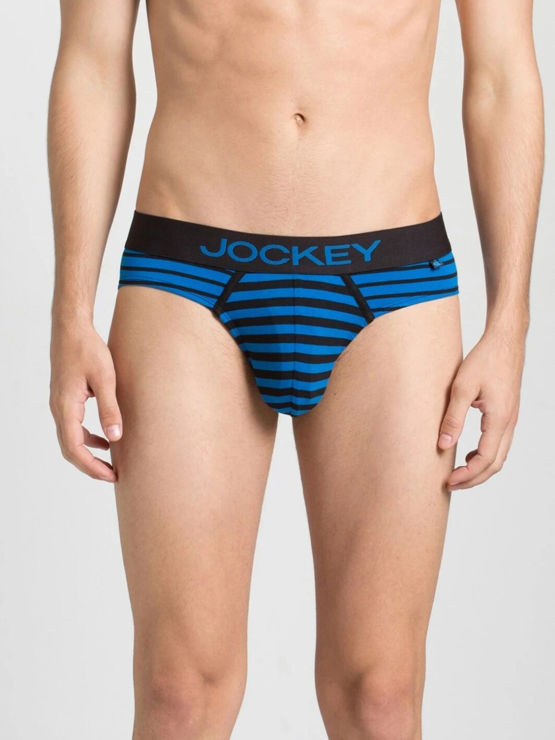 

Jockey Men Blue & Black Striped Cotton Basic Brief