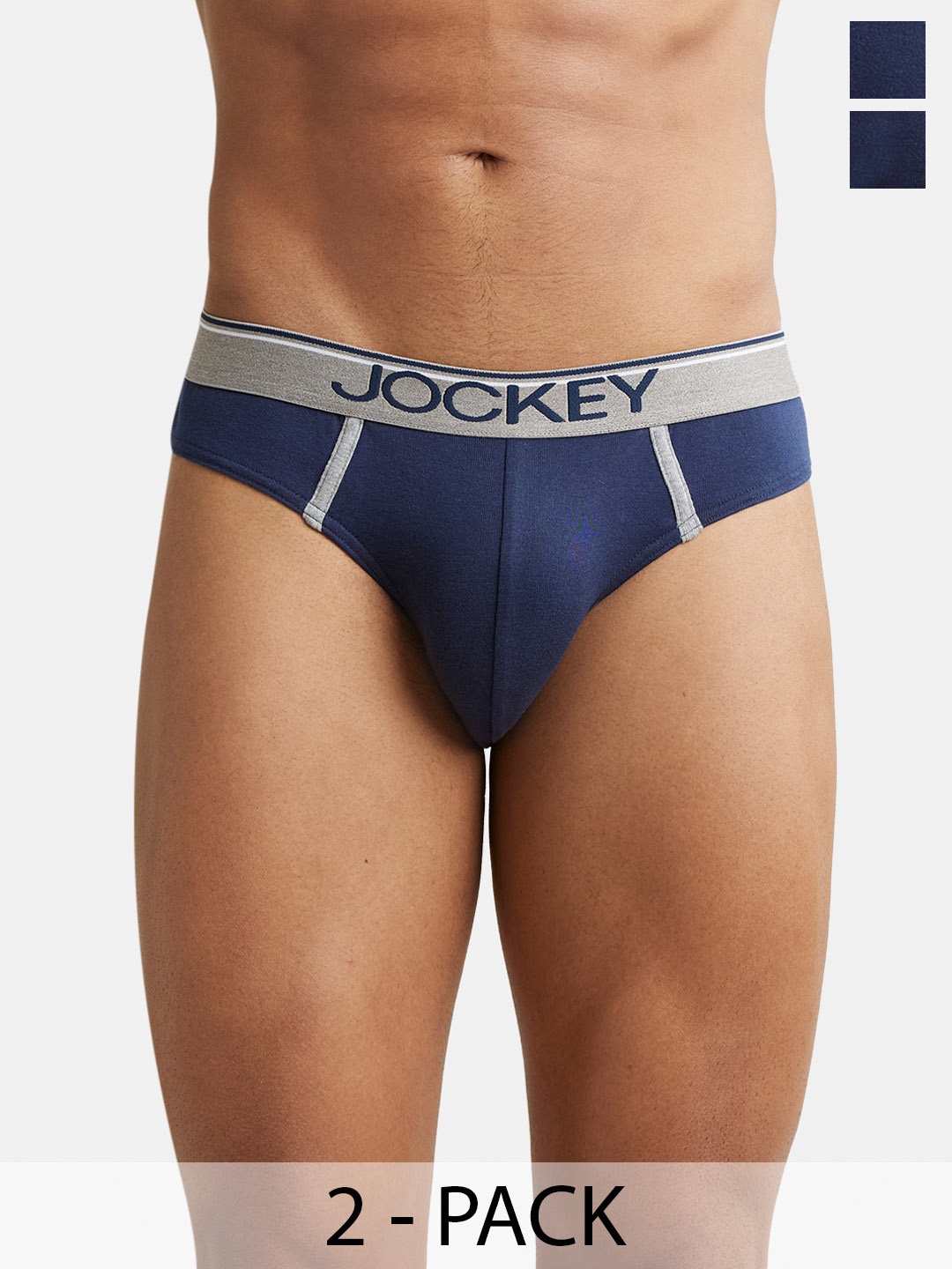 

Pack Of 2 Super Combed Cotton Rib Solid Brief with Ultrasoft Waistband-8044, Blue