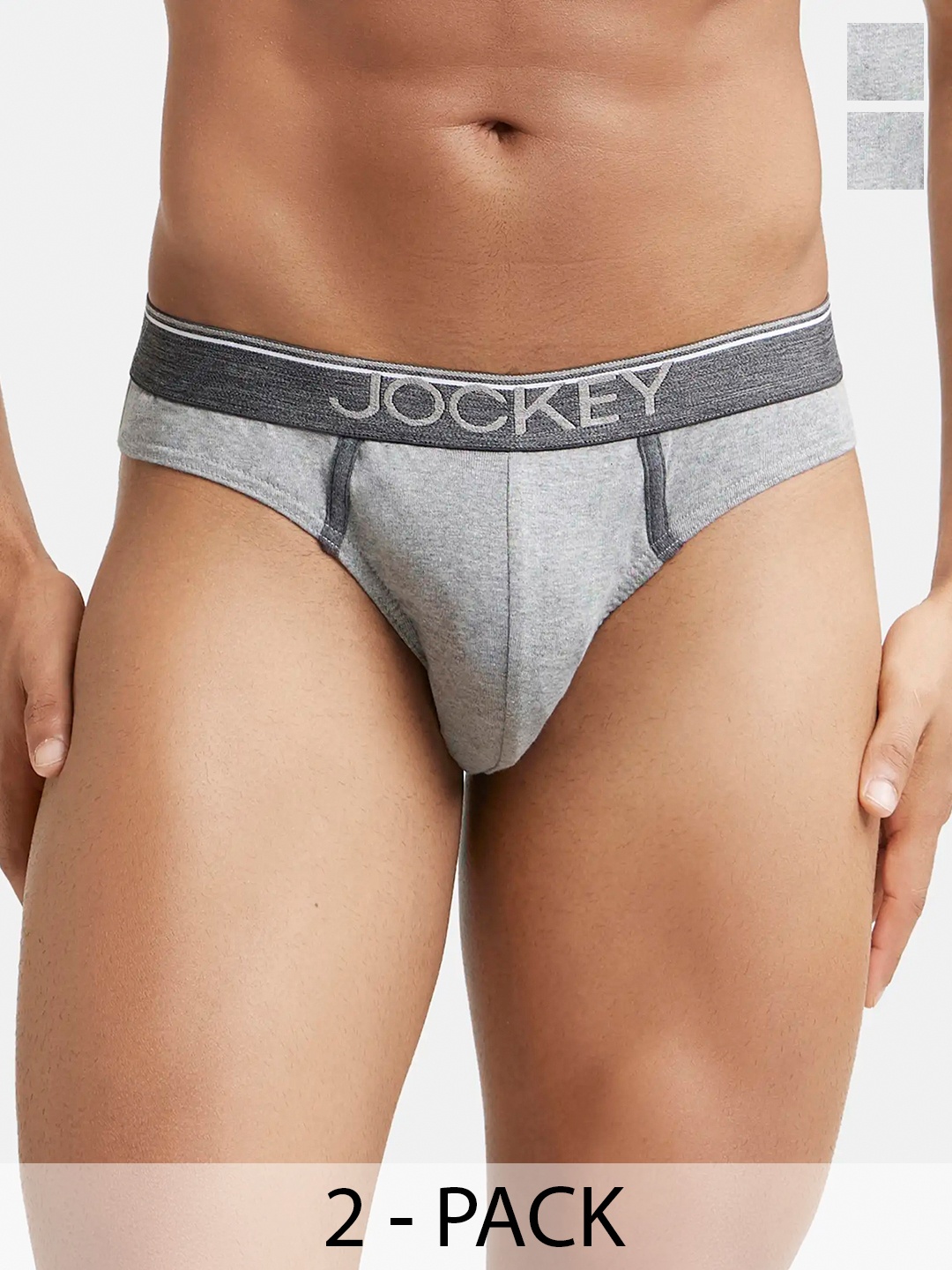

Pack Of 2 Super Combed Cotton Rib Solid Brief with Ultrasoft Waistband-8044, Grey