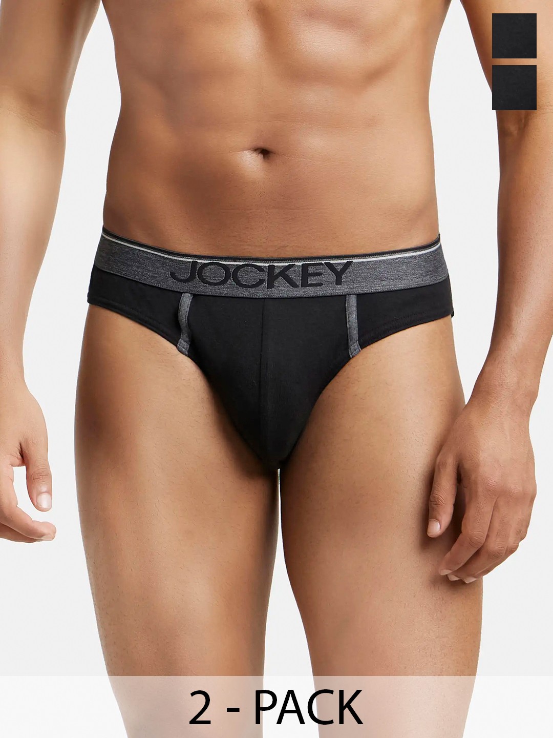 

Pack Of 2 Super Combed Cotton Rib Solid Brief with Ultrasoft Waistband-8044, Black