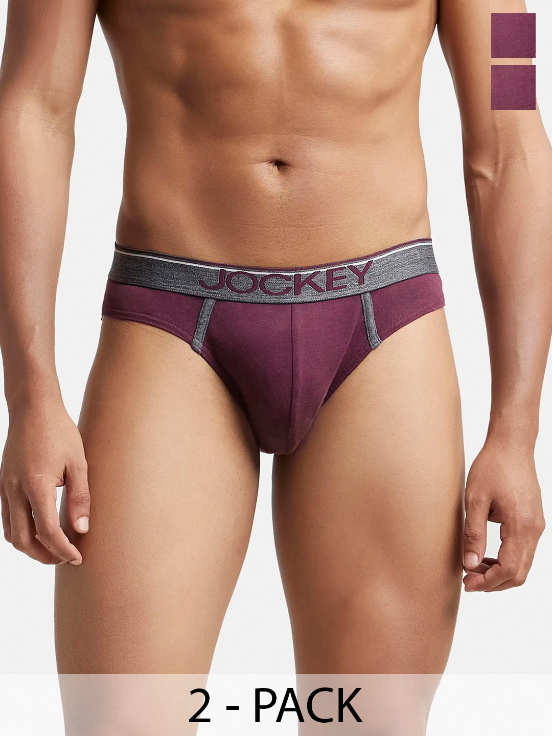 

Pack Of 2 Super Combed Cotton Rib Solid Brief with Ultrasoft Waistband-8044, Maroon