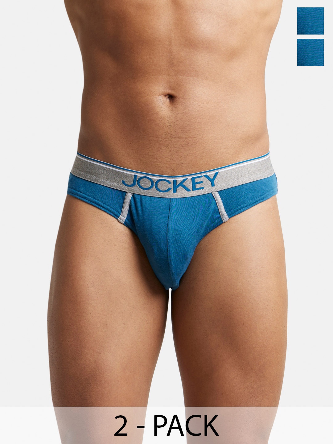 

Pack Of 2 Super Combed Cotton Rib Solid Brief with Ultrasoft Waistband-8044, Blue