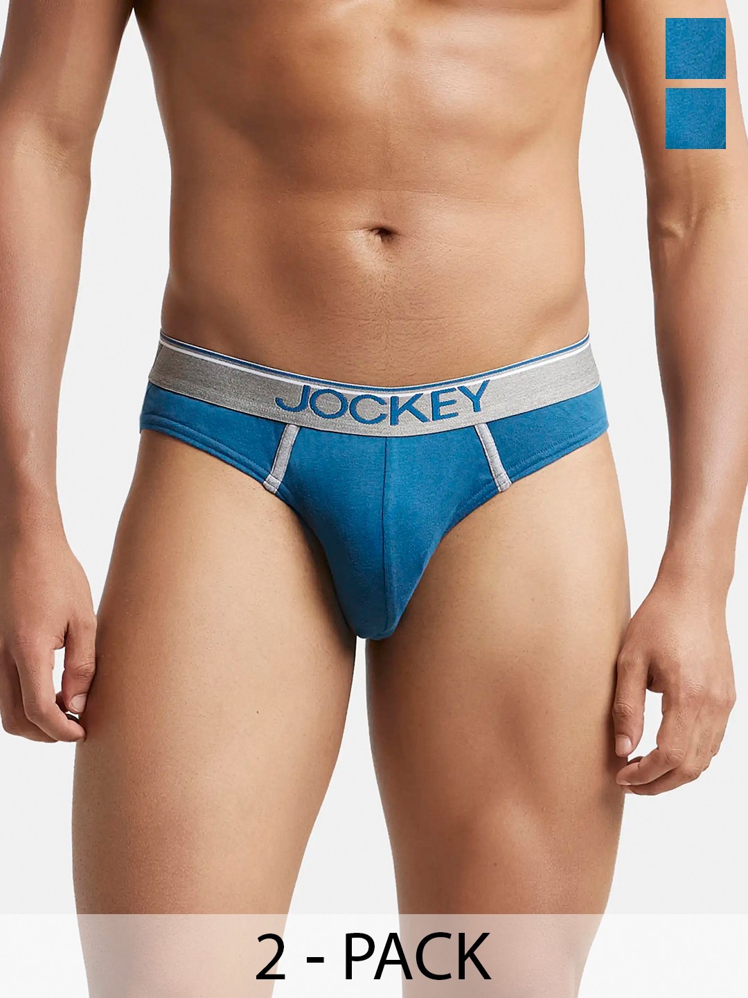 

Pack Of 2 Super Combed Cotton Rib Solid Brief with Ultrasoft Waistband-8044, Blue