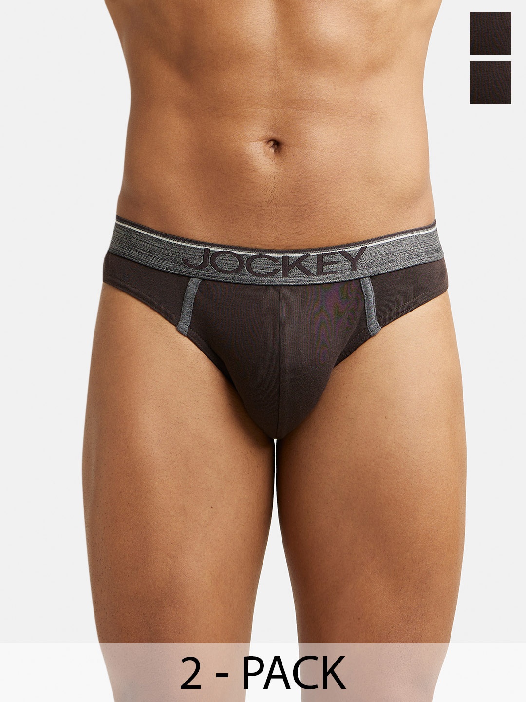 

Pack Of 2 Super Combed Cotton Rib Solid Brief with Ultrasoft Waistband-8044, Brown