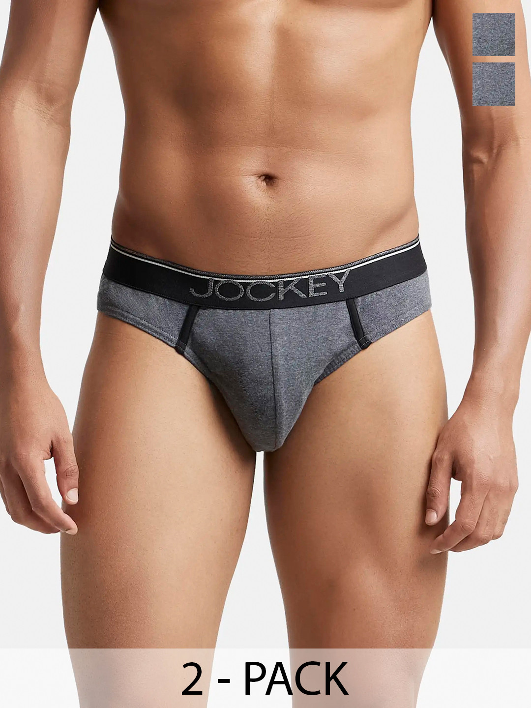 

Pack Of 2 Super Combed Cotton Rib Solid Brief with Ultrasoft Waistband-8044, Charcoal