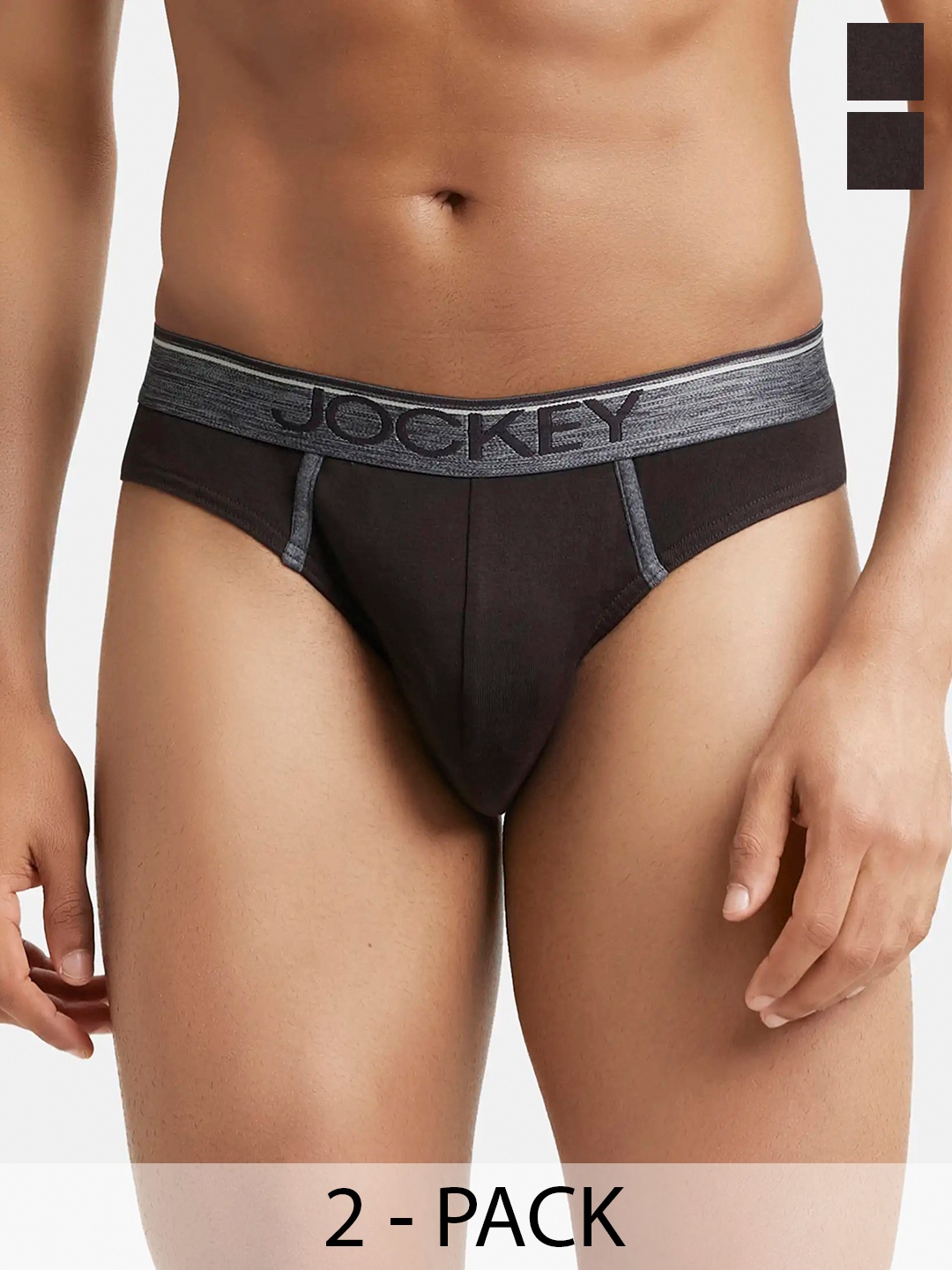 

Pack Of 2 Super Combed Cotton Rib Solid Brief with Ultrasoft Waistband-8044, Brown