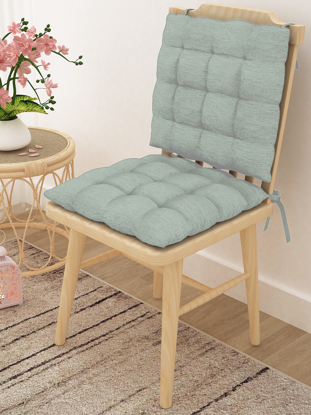 

Story@home Set Of 2 Grey Solid Chair Pads