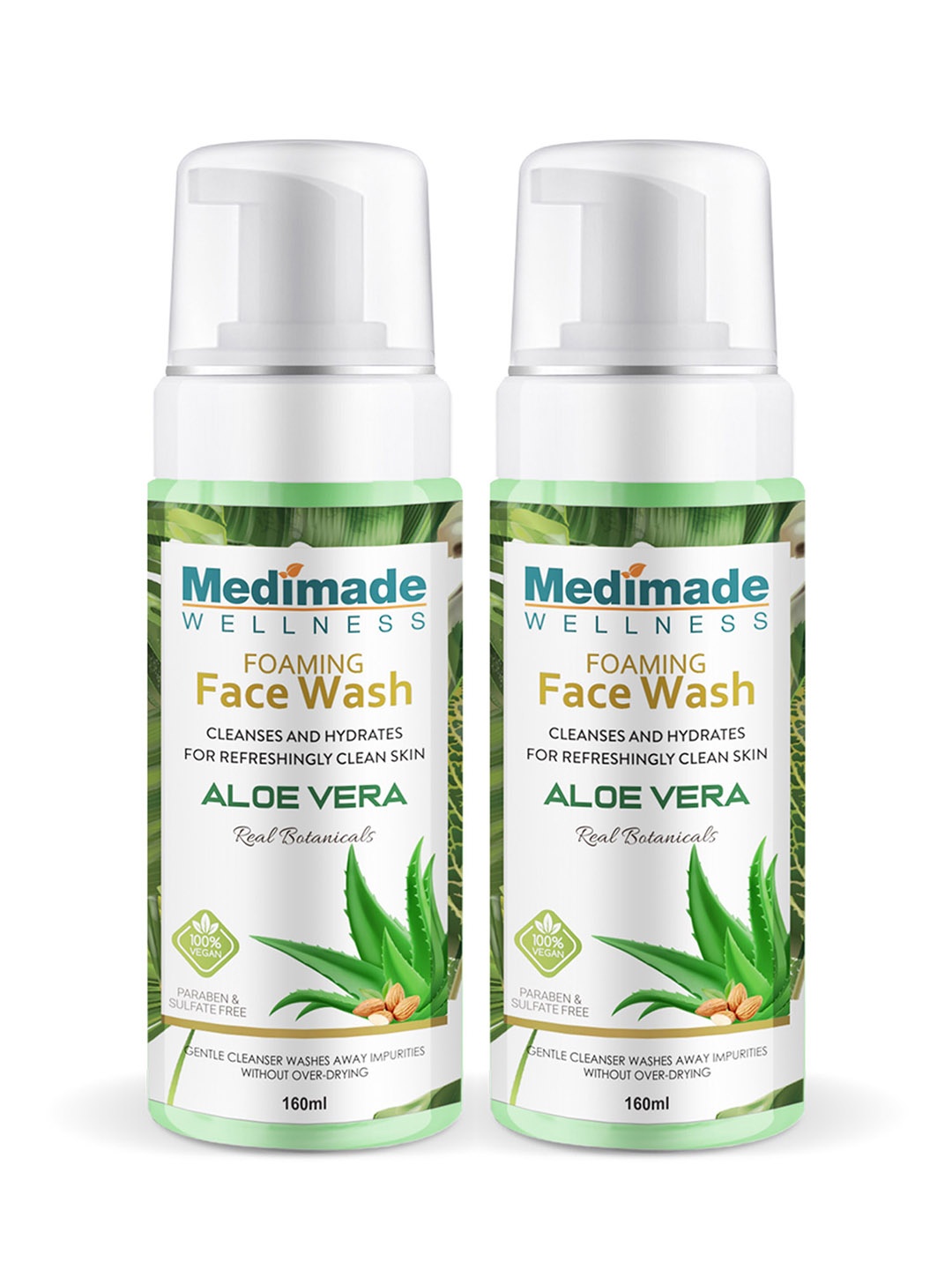 

Medimade Lime Green Pack Of 2 Aloe Vera Foaming Face Wash - 160ml each