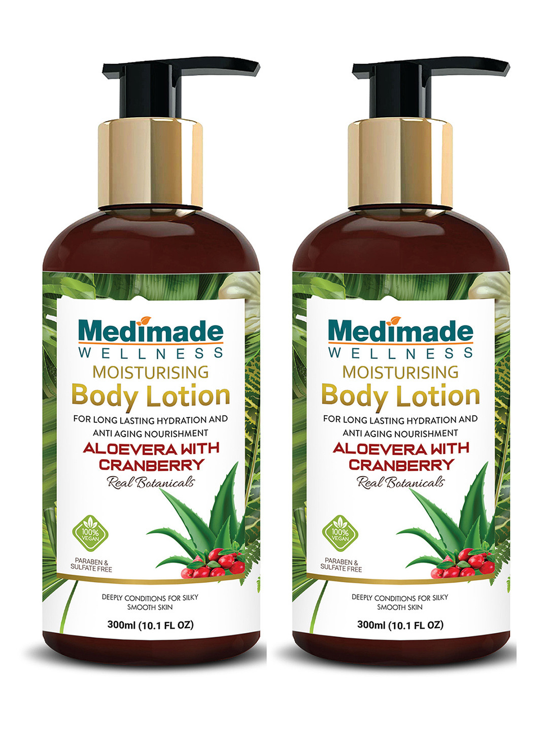 

Medimade Pack of 2 Aloevera with Cranberry Moisturizing Body Lotion, White