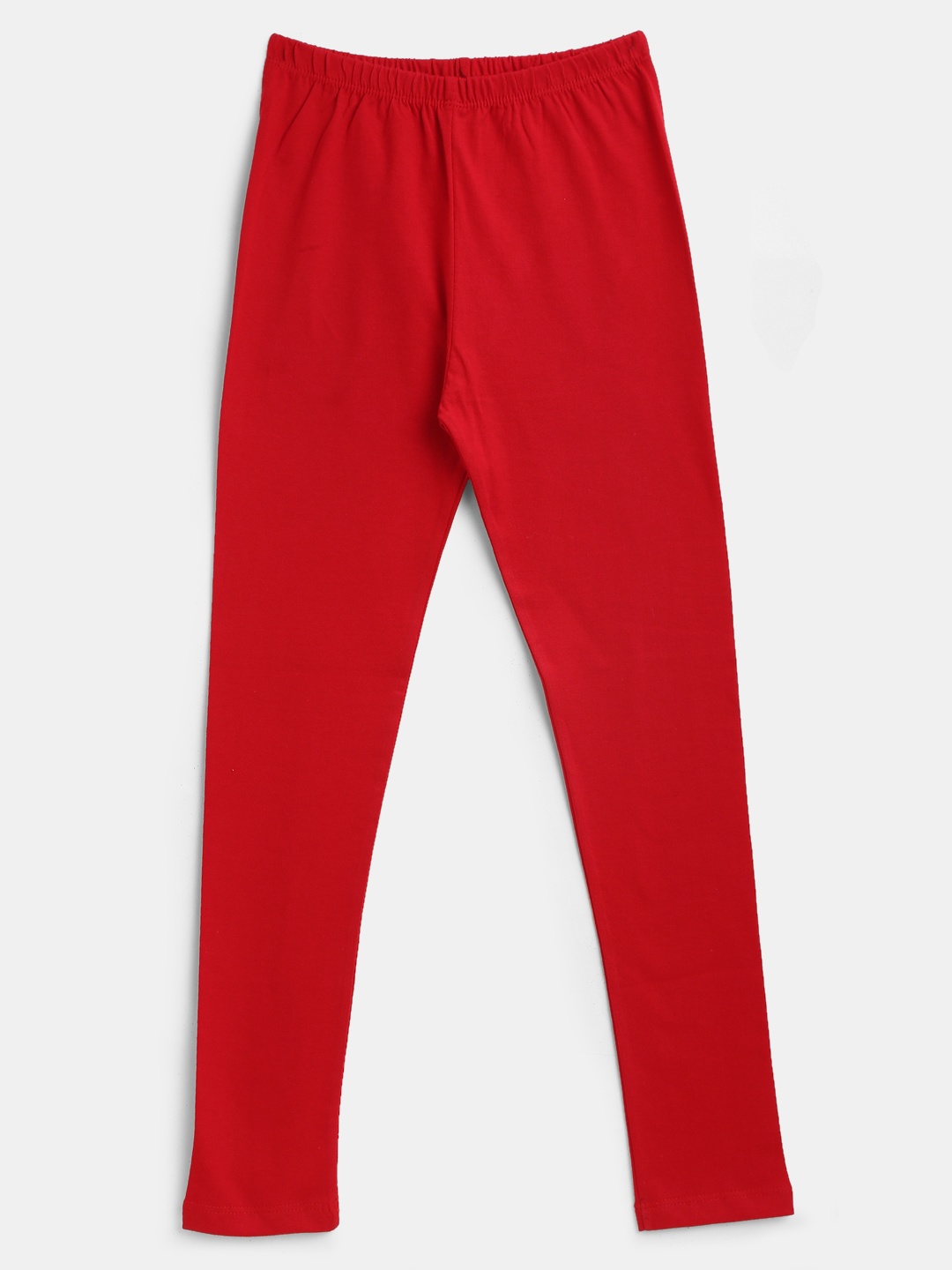 

YK Girls Red Solid Ankle-Length Leggings