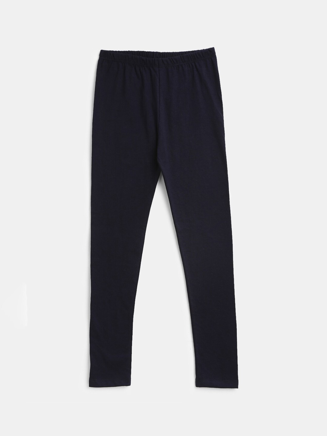 

YK Girls Navy Blue Solid Ankle-Length Leggings