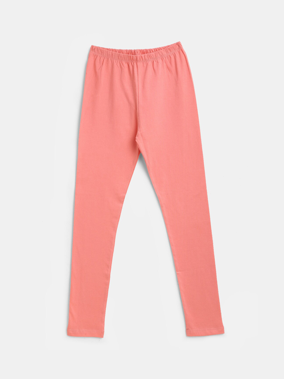 

YK Girls Peach Solid Churidar Leggings