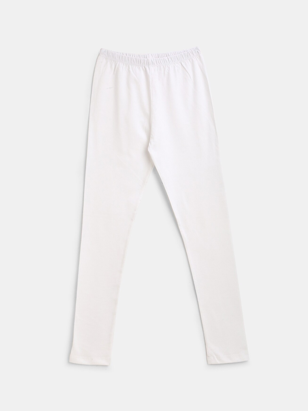

YK Girls White Solid Full-Length Leggings