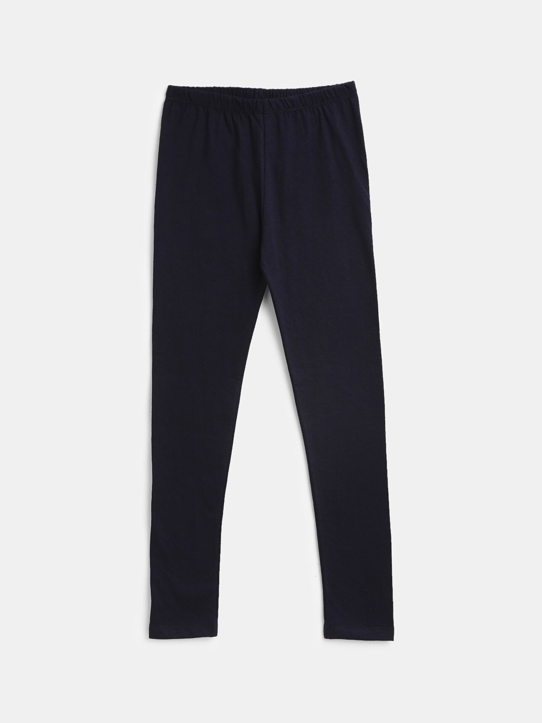 

YK Girls Navy Blue Solid Ankle-Length Leggings