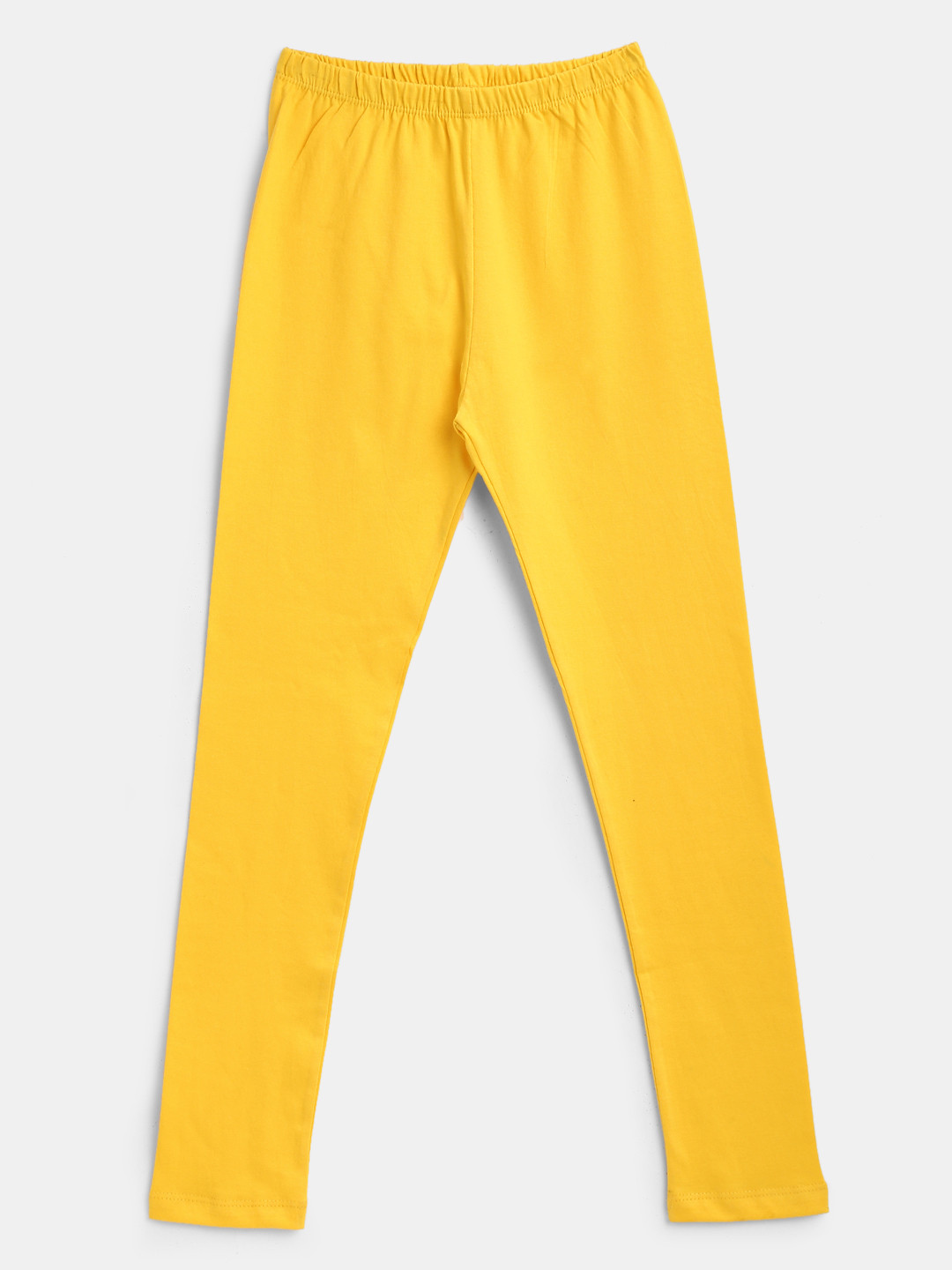 

YK Girls Yellow Solid Ankle-Length Leggings
