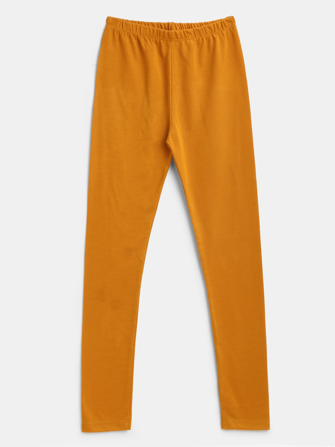 

YK Girls Mustard Yellow Lycra Fabric Solid Print Leggings