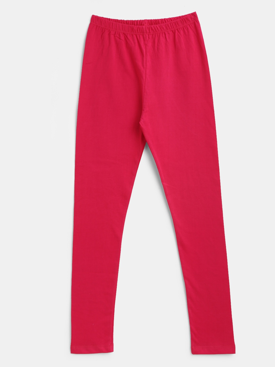 

YK Girls Pink Solid Ankle-Length Leggings