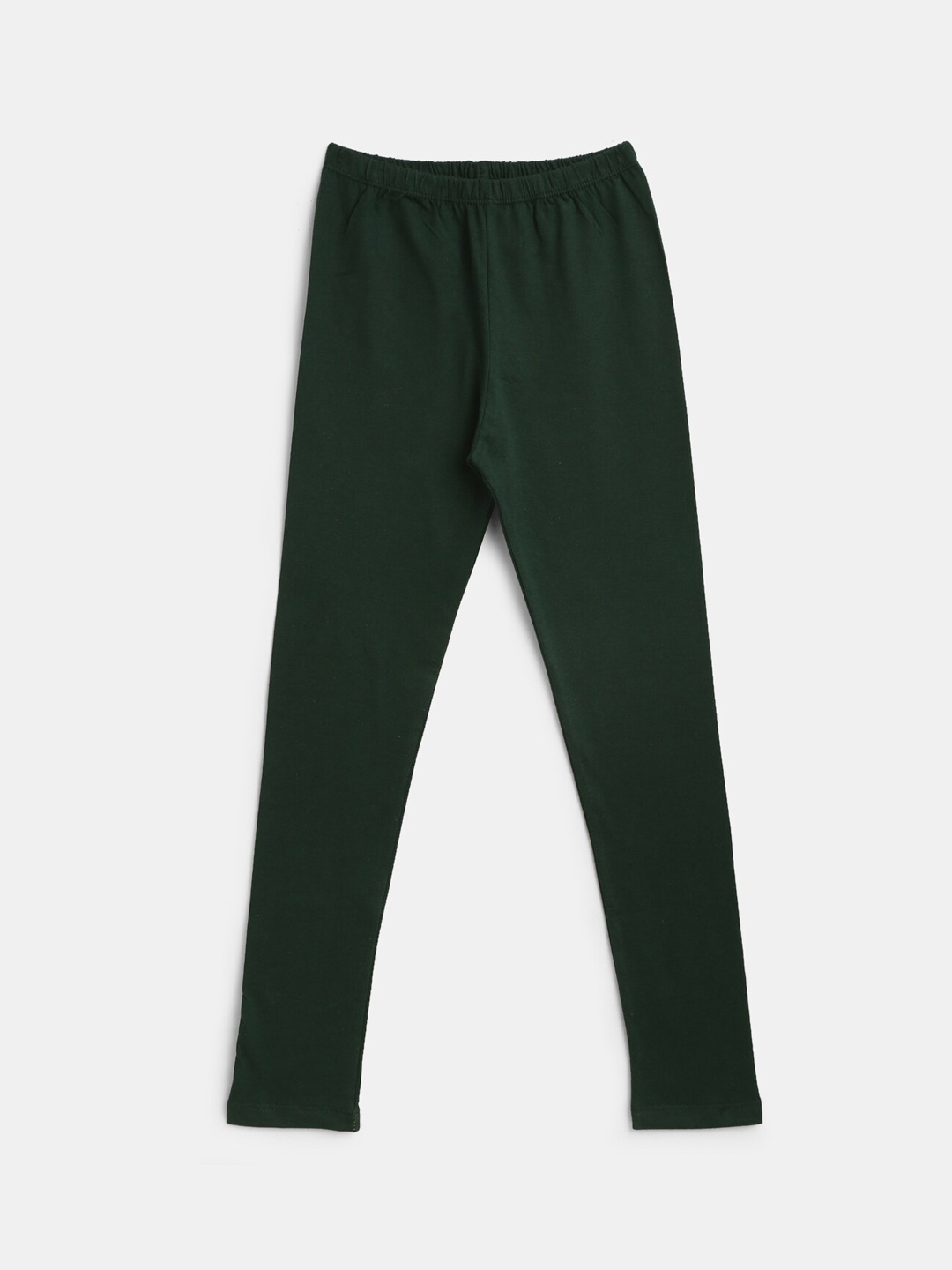 

YK Girls Green Solid Churidar Length Leggings