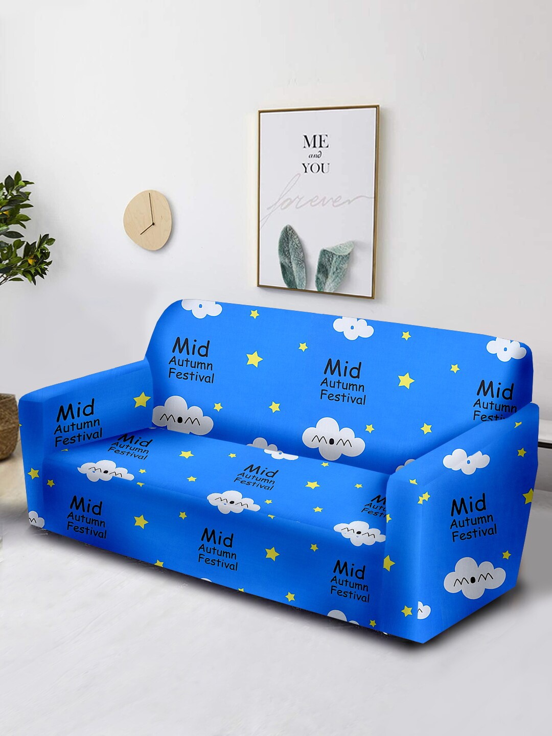 

Aura Blue & White Printed 3-Seater Non-Slip Sofa Cover