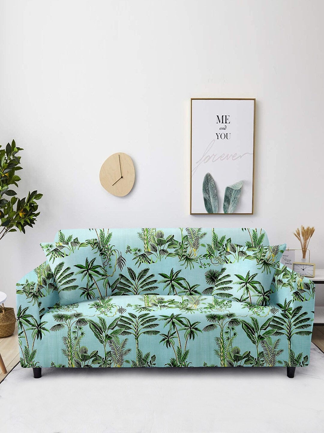 

Aura Blue & Green Printed 2 Seater Non-Slip Sofa Cover