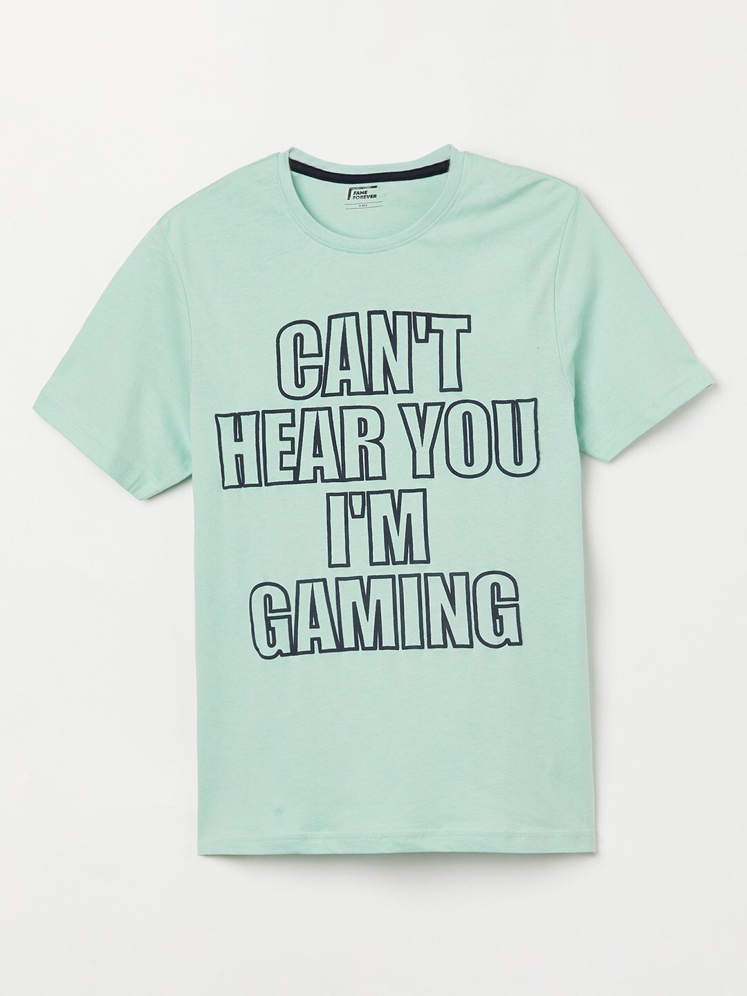 

Fame Forever by Lifestyle Boys Green Typography Printed T-shirt