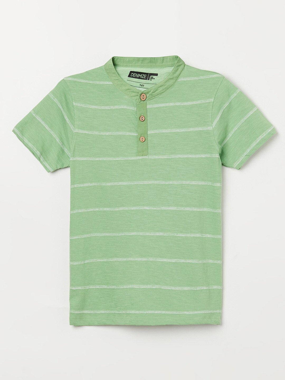 

Fame Forever by Lifestyle Boys Olive Green Striped Cotton Henley Neck T-shirt