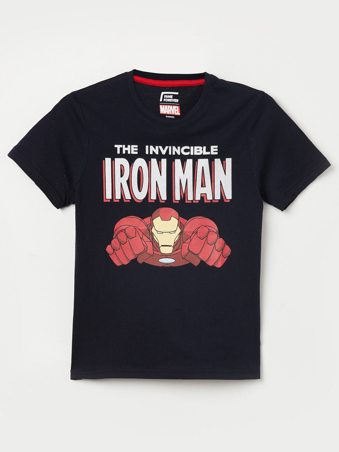 

Fame Forever by Lifestyle Boys Navy Blue & Red Iron Man Printed Cotton T-shirt