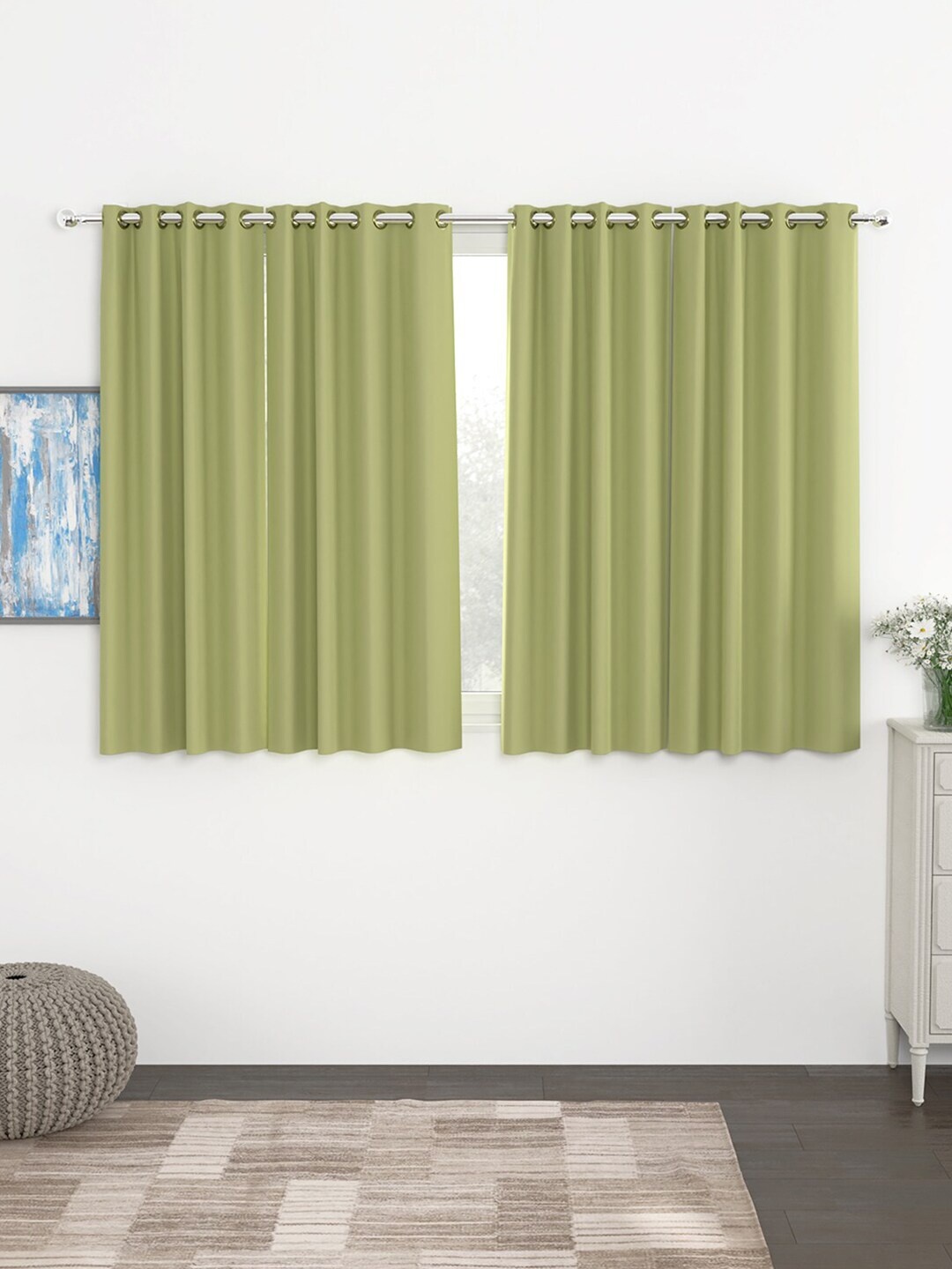 

Story@home Green Set of 4 Room Darkening Window Curtain