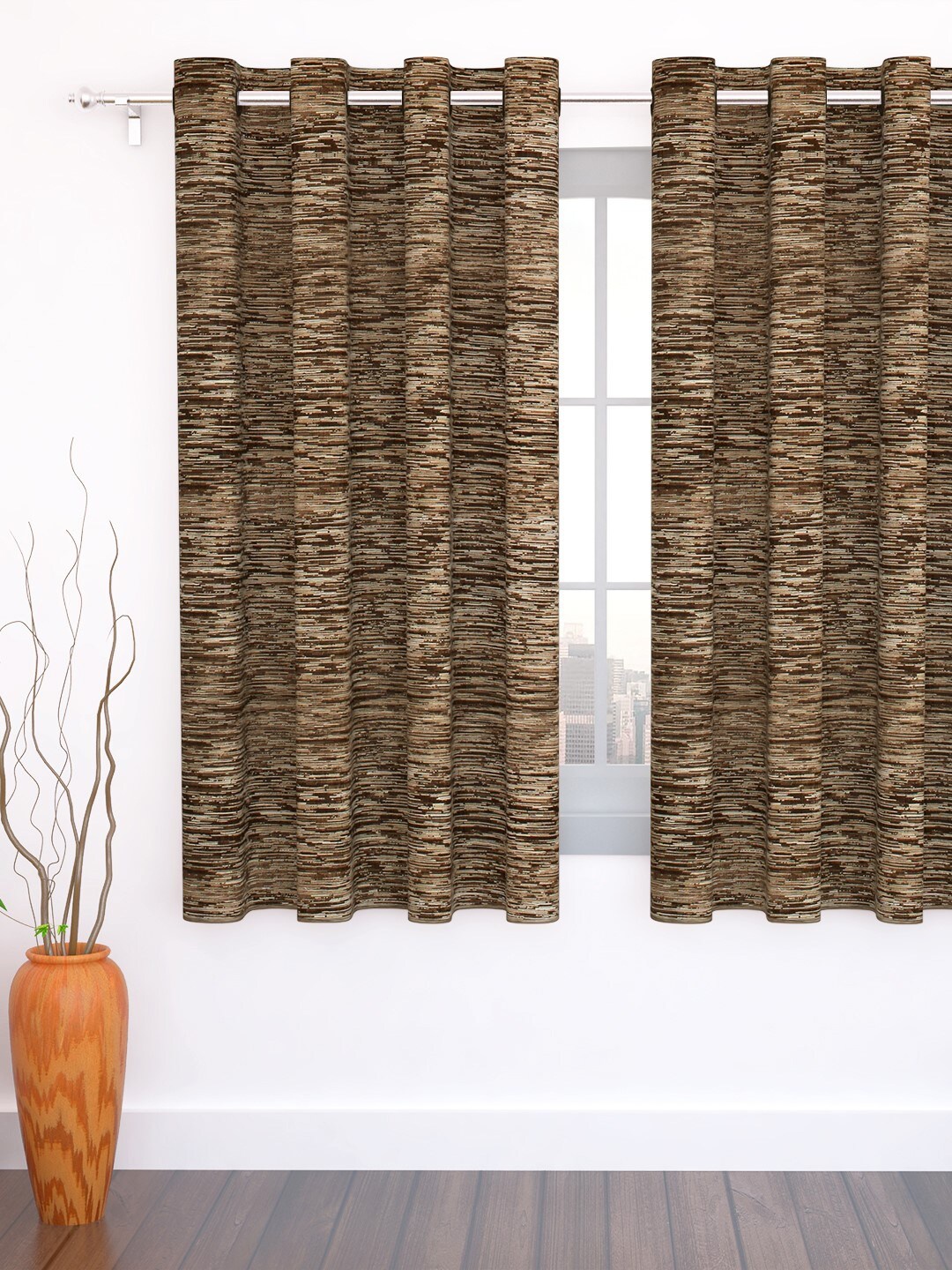 

Story@home Brown Abstract Jacquard Window Curtains