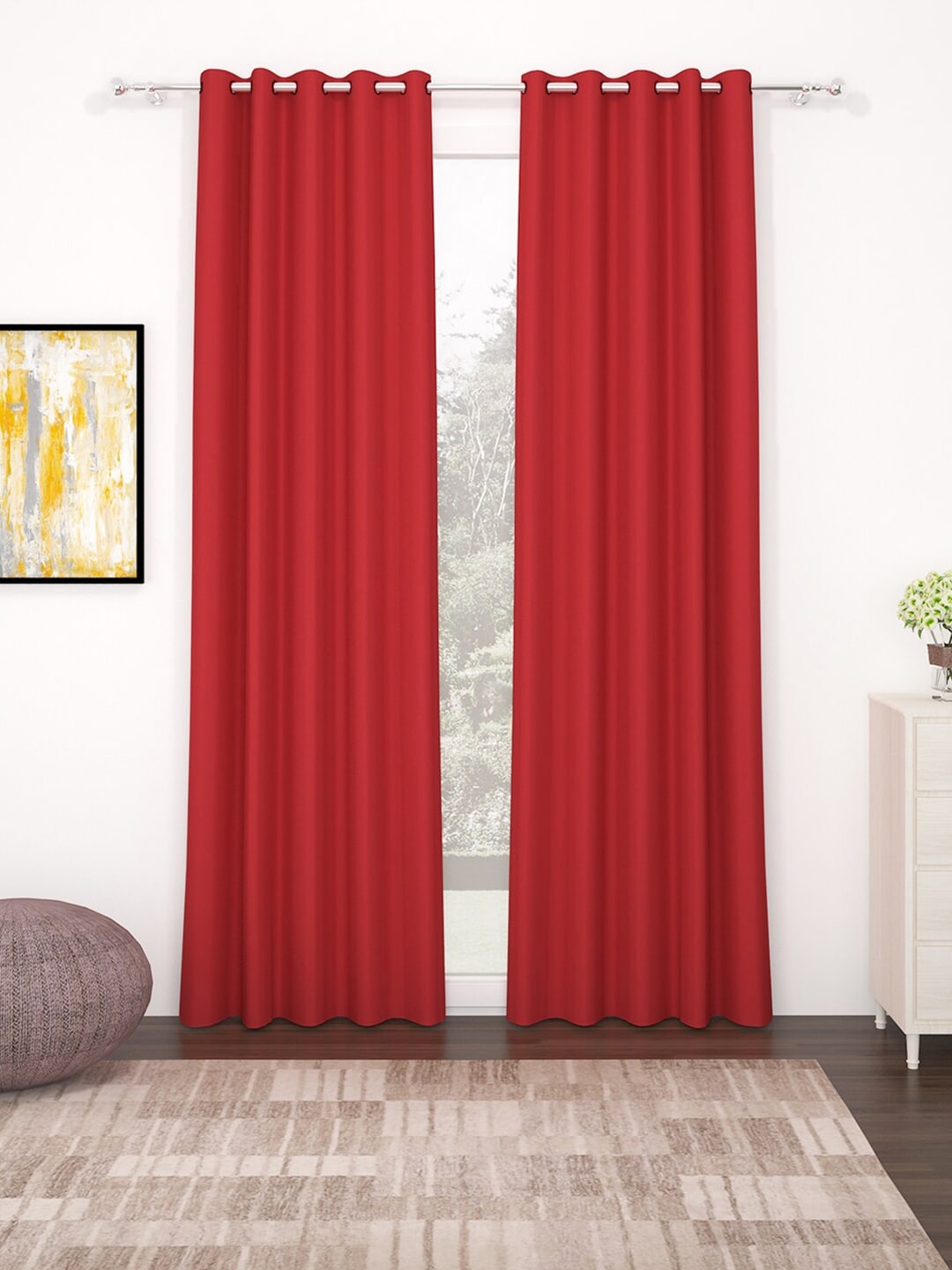 

Story@home Red Set of 2 Black Out Door Curtain