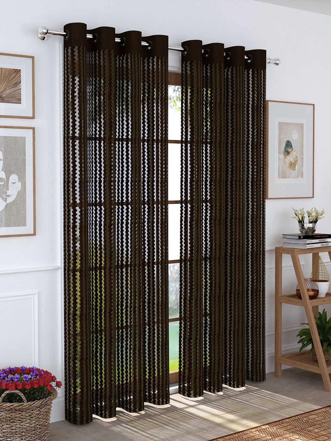 

Story@home Brown Set of 2 Sheer Door Curtain