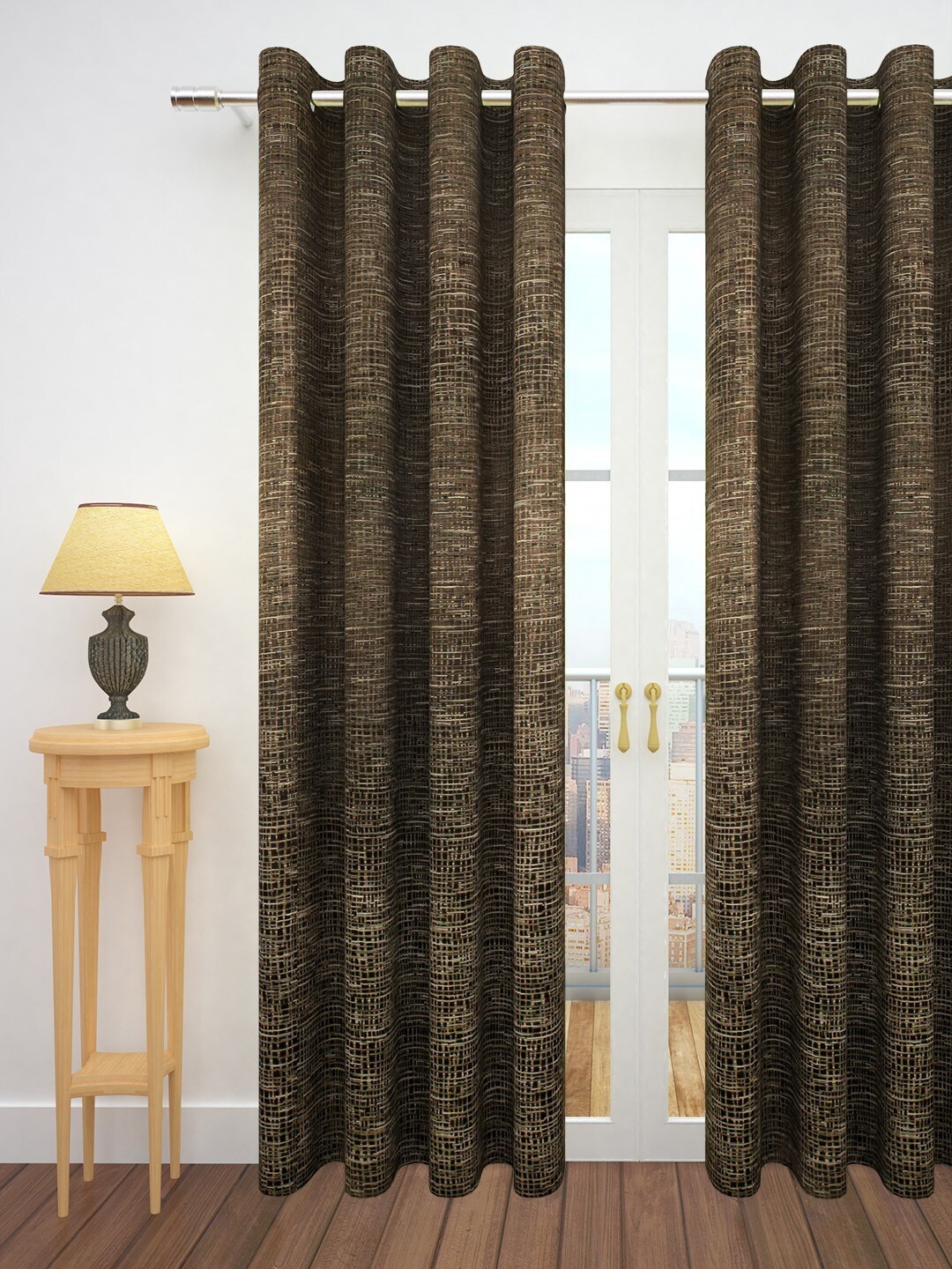 

Story@home Jacquard Lavish And Modern Rich Weaving Finish Solid Single Door Curtain, Brown