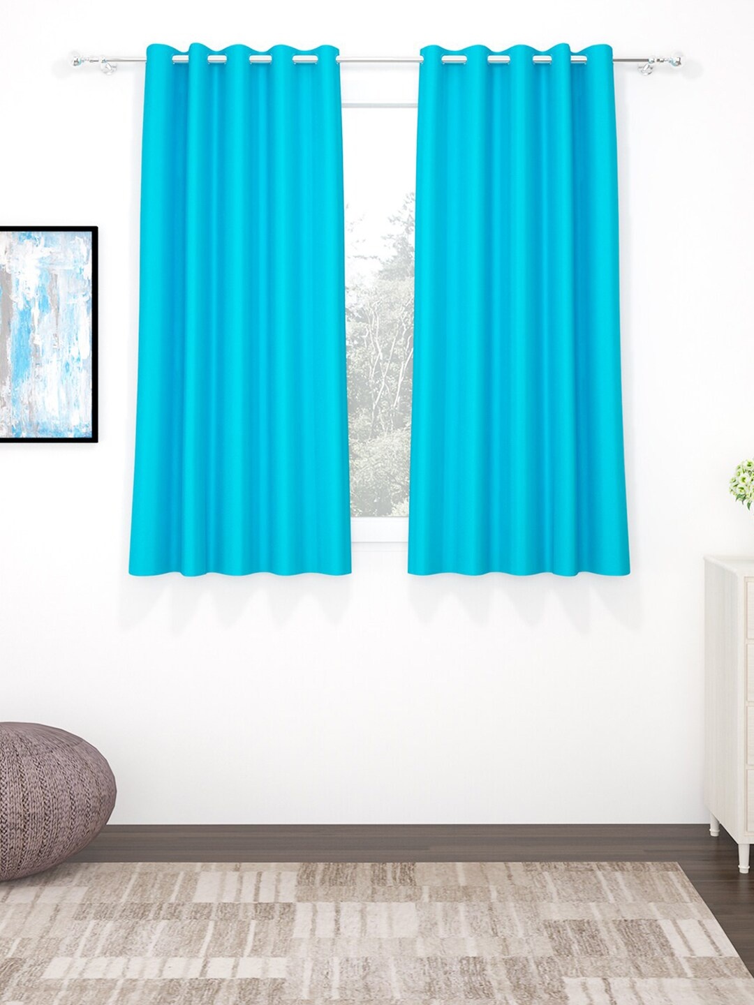 

Story@home Blue Set of 2 Black Out Window Curtain