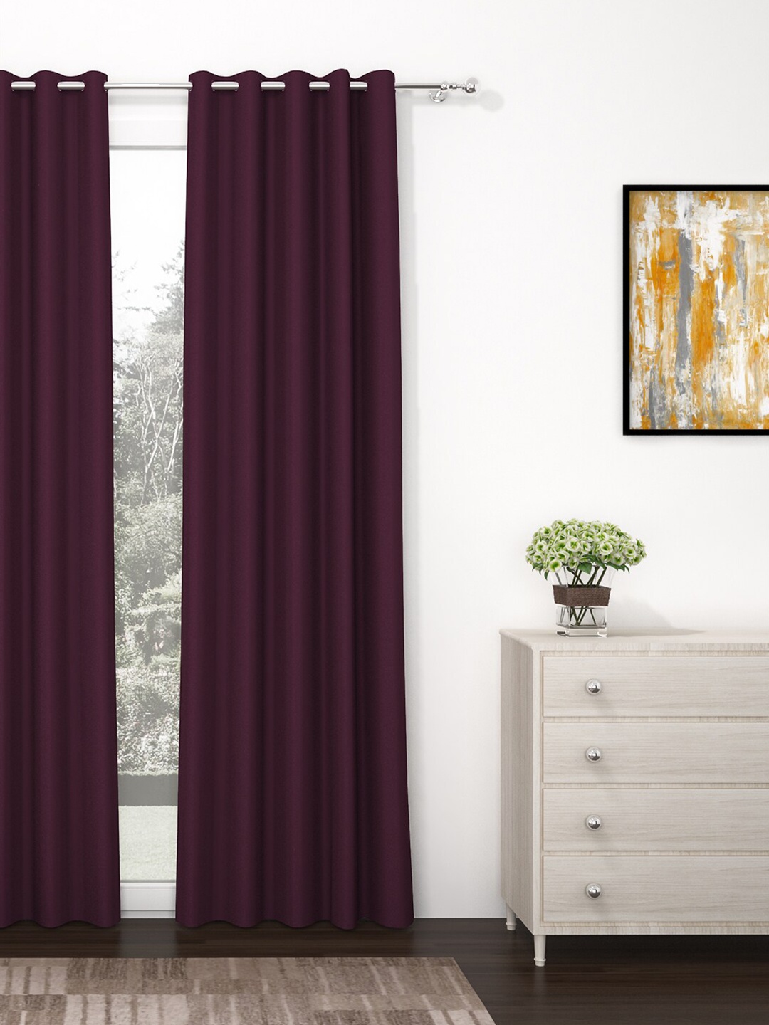 

Story@home Purple Black Out Door Curtain