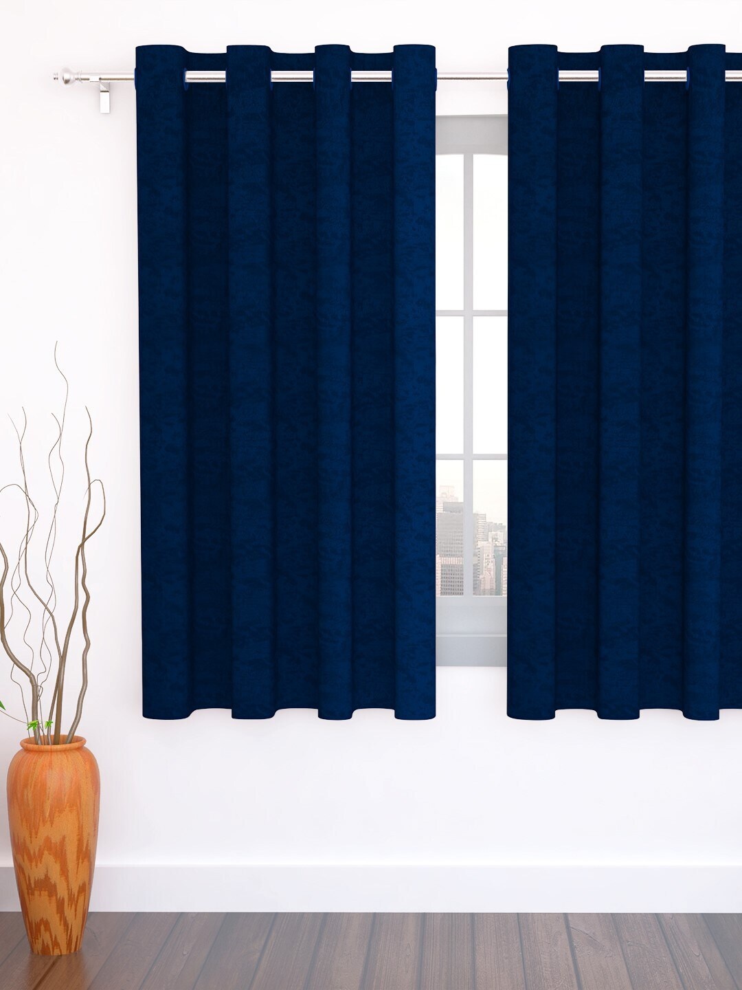 

Story@home Blue Jacquard Set Of 1 Self Design Window Curtain