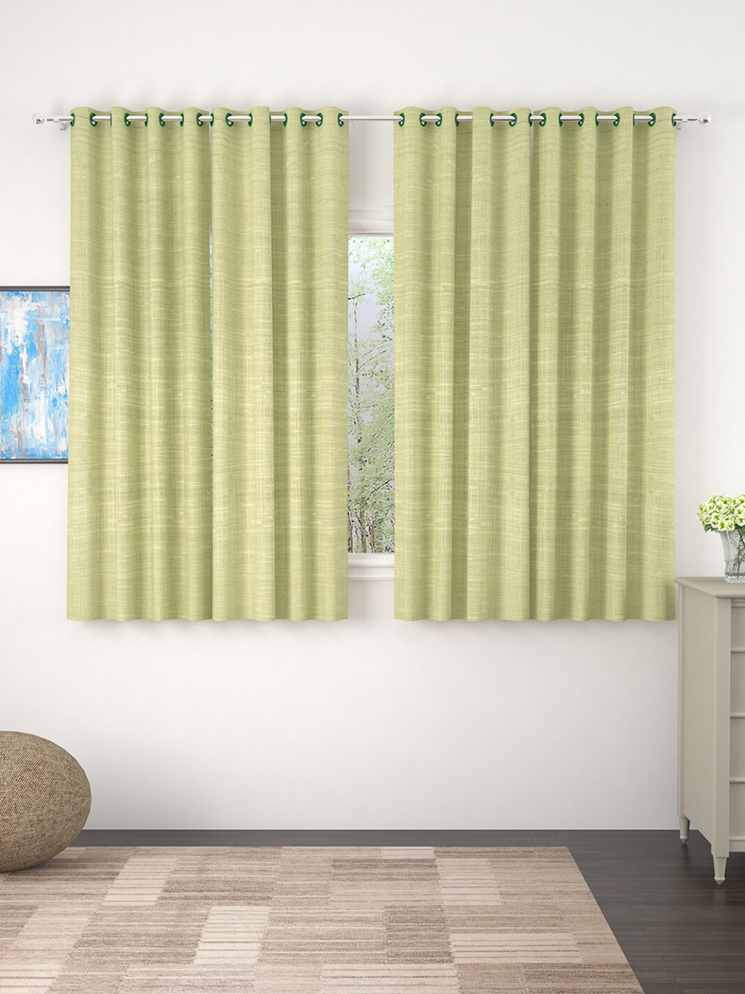 

Story@home Lime Green Set of 4 Jacquard Window Curtain