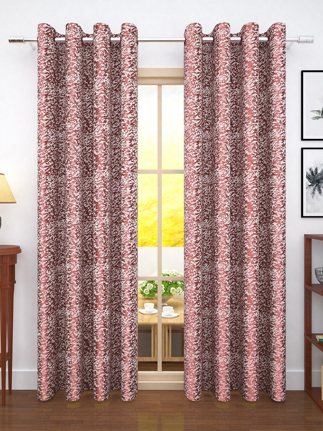 

Story@home Maroon & White Set of 2 Abstract Door Curtain